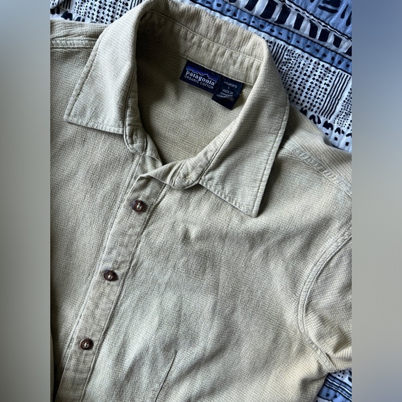 Vintage 90s Patagonia Yellow Organic Cotton Button Up Long Sleeve Shirt Large - Picture 3 of 10